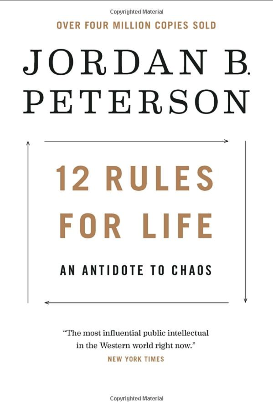 Book cover with title '12 Rules for Life by Jordan B. Peterson'