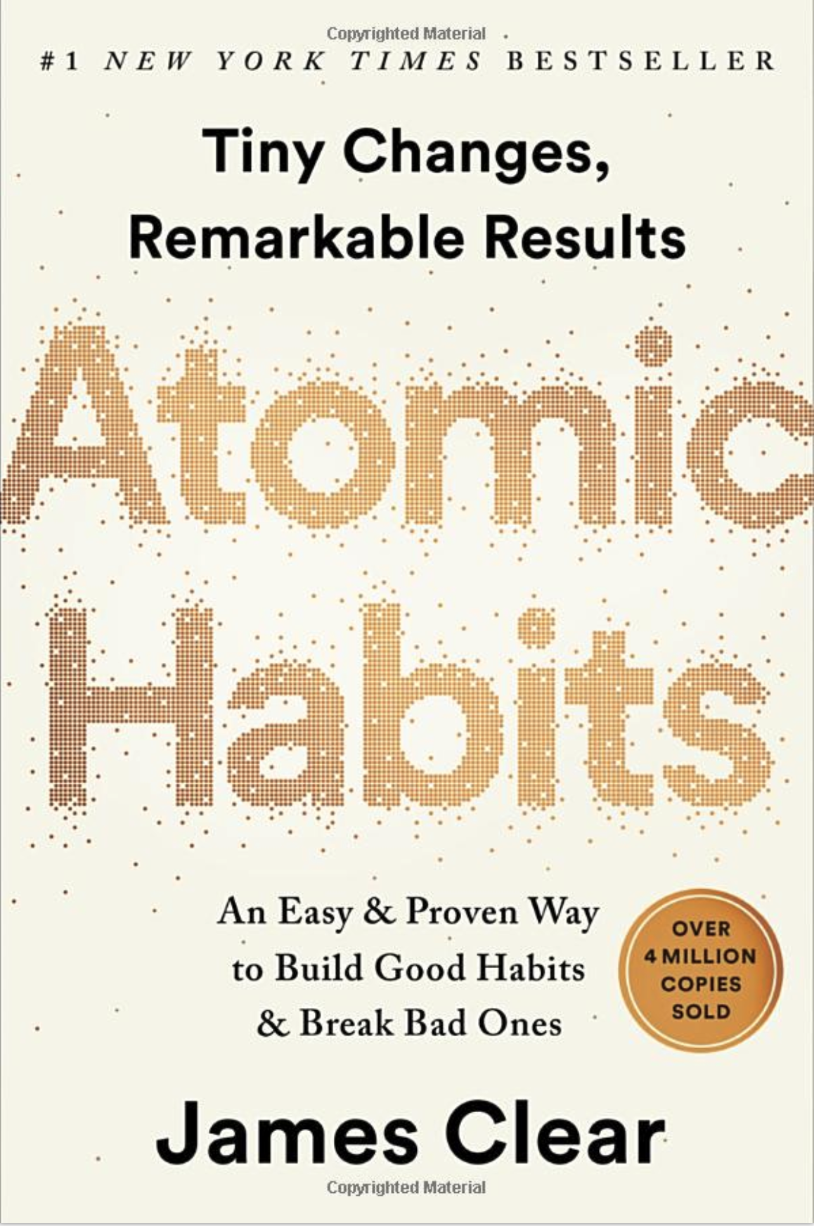 Book cover with title 'Atomic Habits by James Clear'