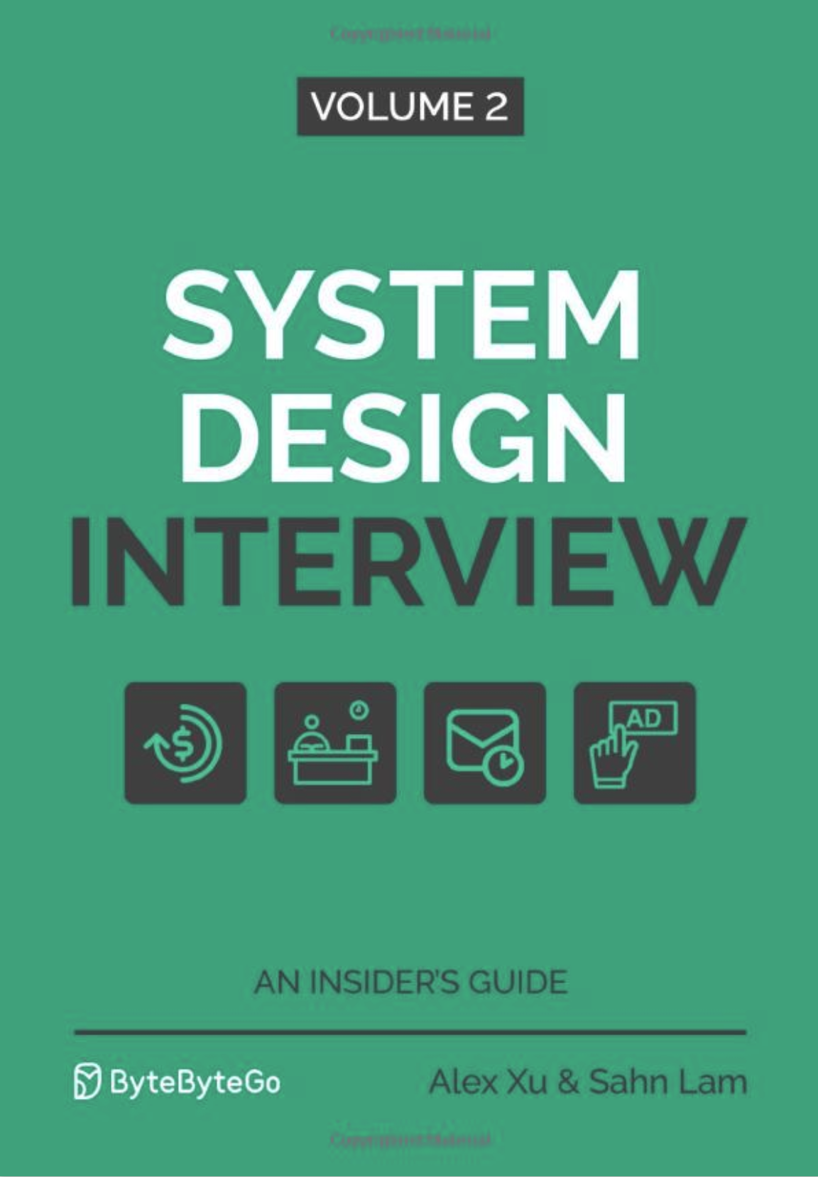 Book cover with the title 'System Design Interview Vol. 2 by Alex Xu'