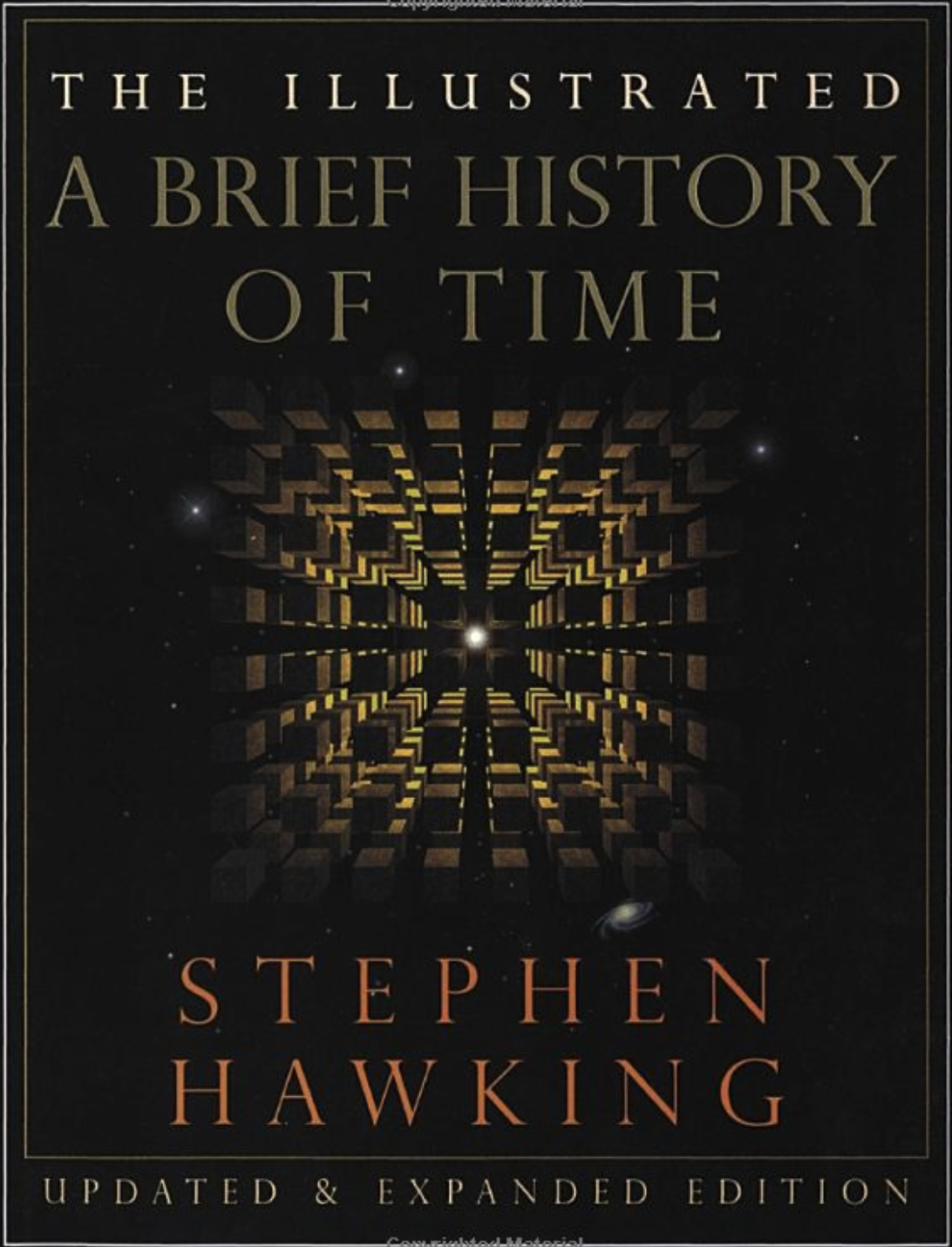 Book cover with  title 'The Illustrated: A Brief History of Time by Stephen Hawking'