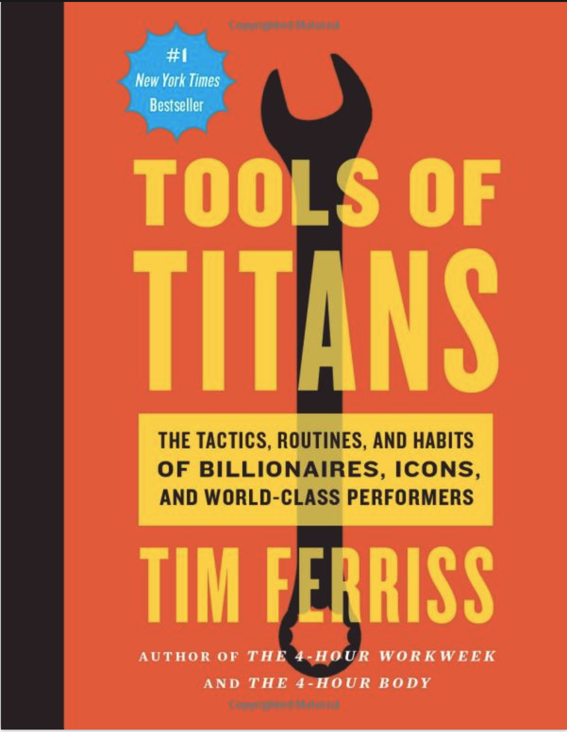 Book cover with title 'Tools of Titans by Tim Ferriss'